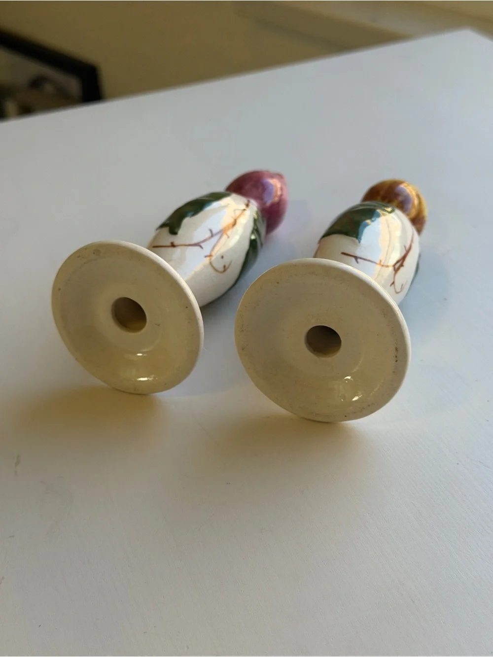 Vintage Ceramic Flower Bud Salt & Pepper Shakers Pink Yellow Tulip Floral MCM